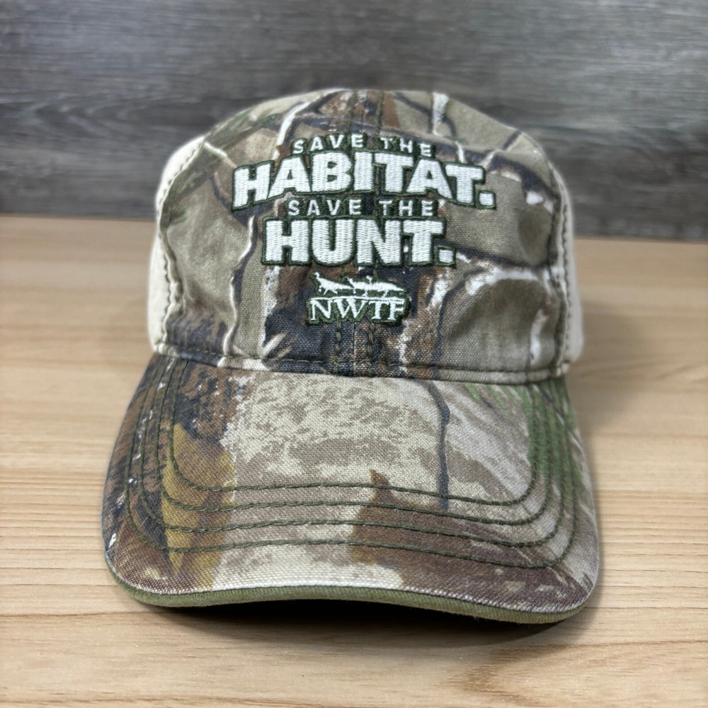 National Wild Turkey Federation Hat Strap Back Brown Green Camo Hunting NWTF